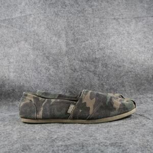Skechers Bobs Shoes Womens 9 Slip On Flats Casual Canvas Camo Green Memory Foam